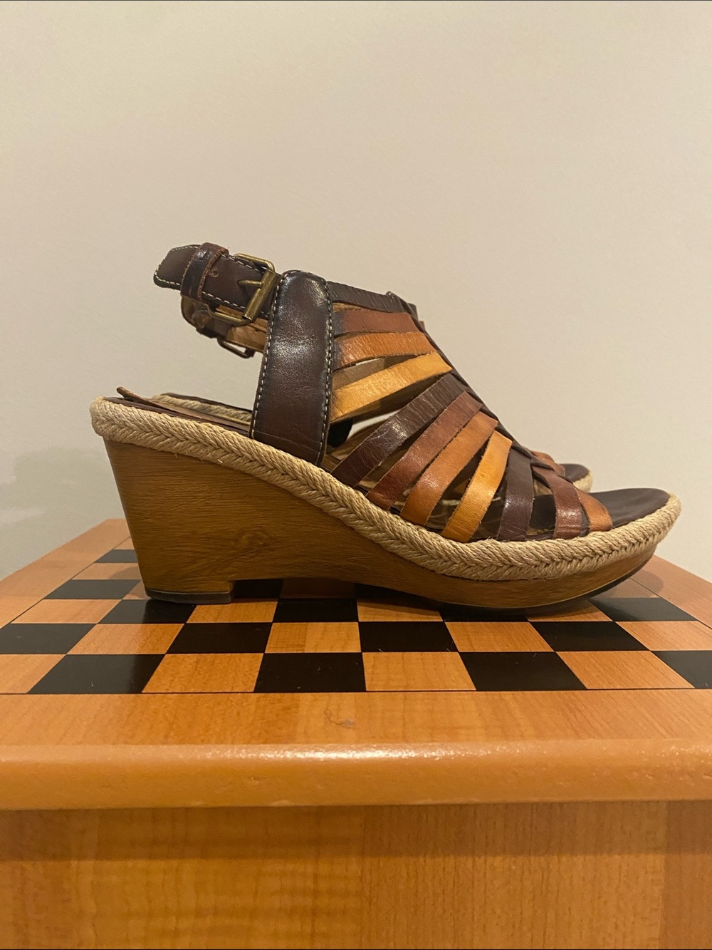Pikolinos Gomera wedge sandals strappy leather size 38 woven espadrille style